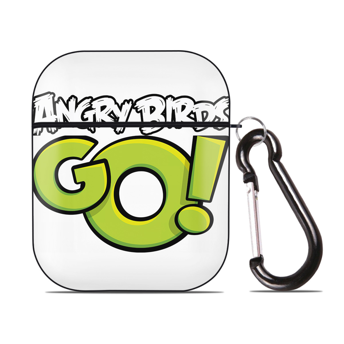 （画像用） Angry Birds アングリーバード AirPods 第2世代保護ケース ハードシェル ブラック 耐衝撃・防指紋・カラビナ付き