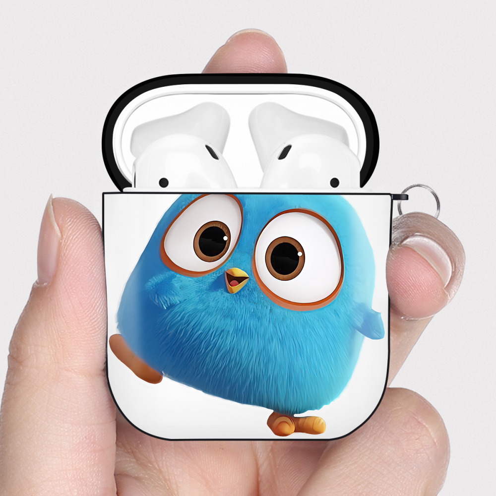 （画像用） Angry Birds アングリーバード AirPods 第2世代保護ケース ハードシェル ブラック 耐衝撃・防指紋・カラビナ付き