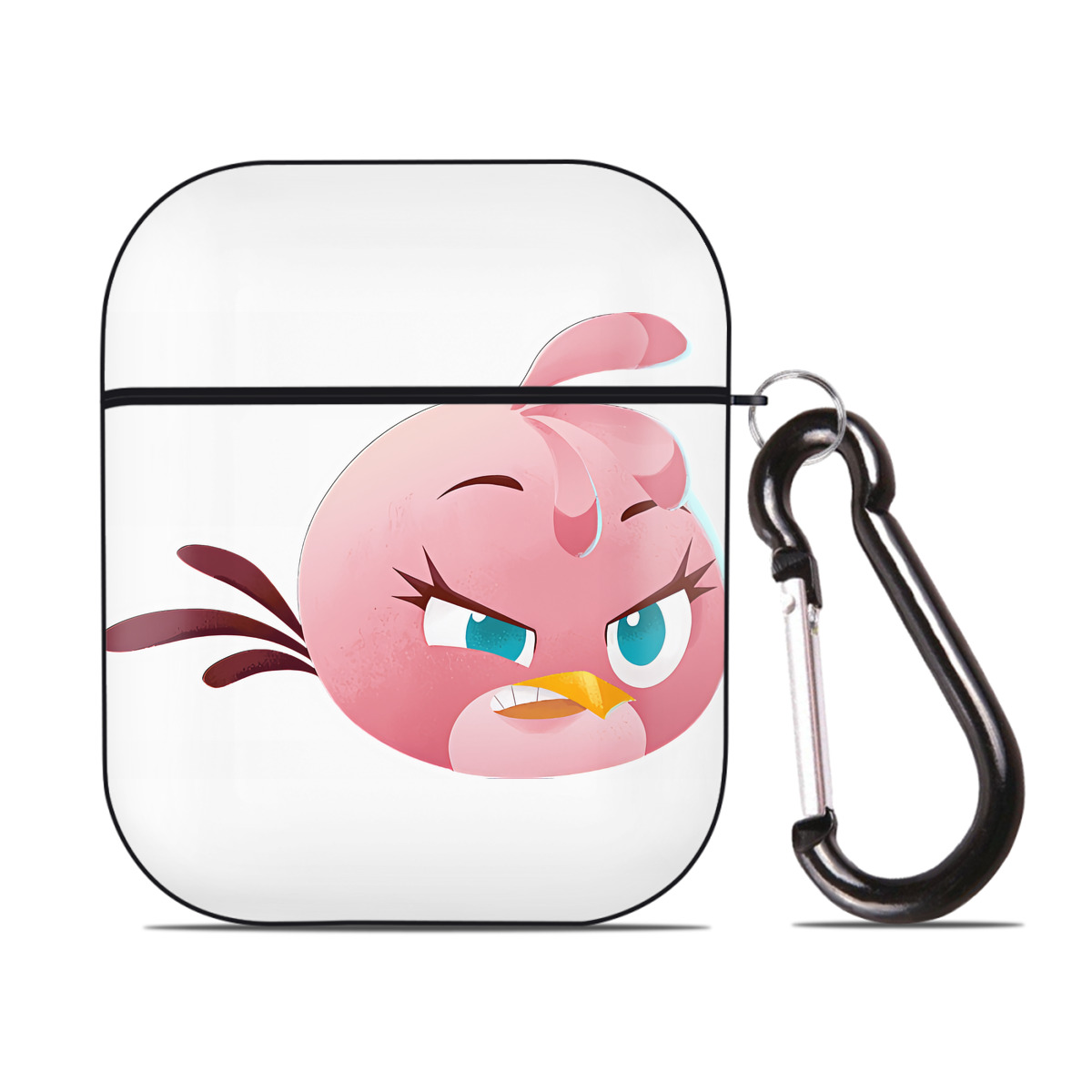 （画像用） Angry Birds アングリーバード AirPods 第2世代保護ケース ハードシェル ブラック 耐衝撃・防指紋・カラビナ付き