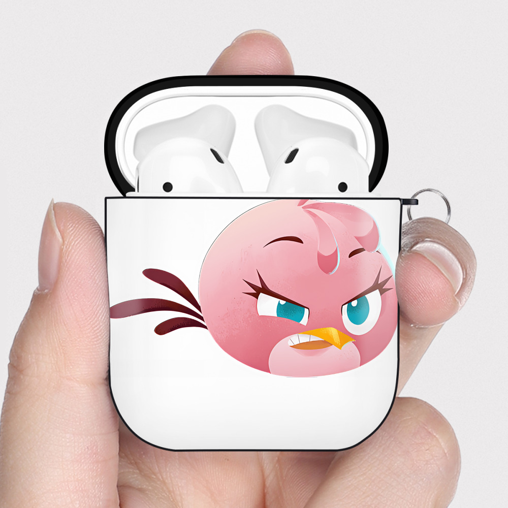 （画像用） Angry Birds アングリーバード AirPods 第2世代保護ケース ハードシェル ブラック 耐衝撃・防指紋・カラビナ付き