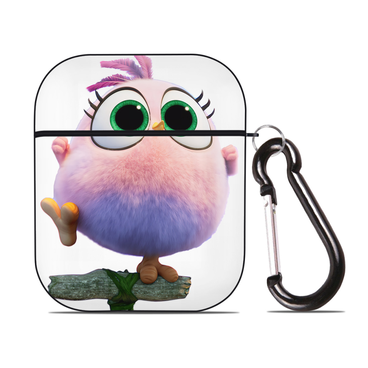 （画像用） Angry Birds アングリーバード AirPods 第2世代保護ケース ハードシェル ブラック 耐衝撃・防指紋・カラビナ付き