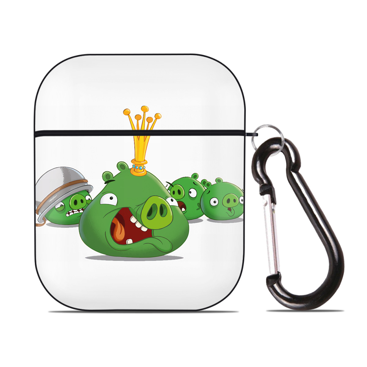 （画像用） Angry Birds アングリーバード AirPods 第2世代保護ケース ハードシェル ブラック 耐衝撃・防指紋・カラビナ付き