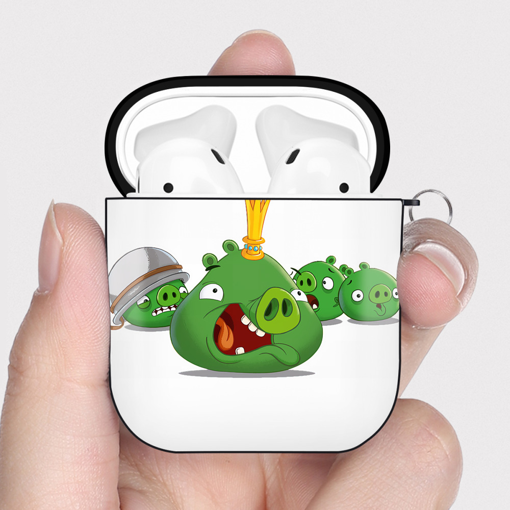 （画像用） Angry Birds アングリーバード AirPods 第2世代保護ケース ハードシェル ブラック 耐衝撃・防指紋・カラビナ付き