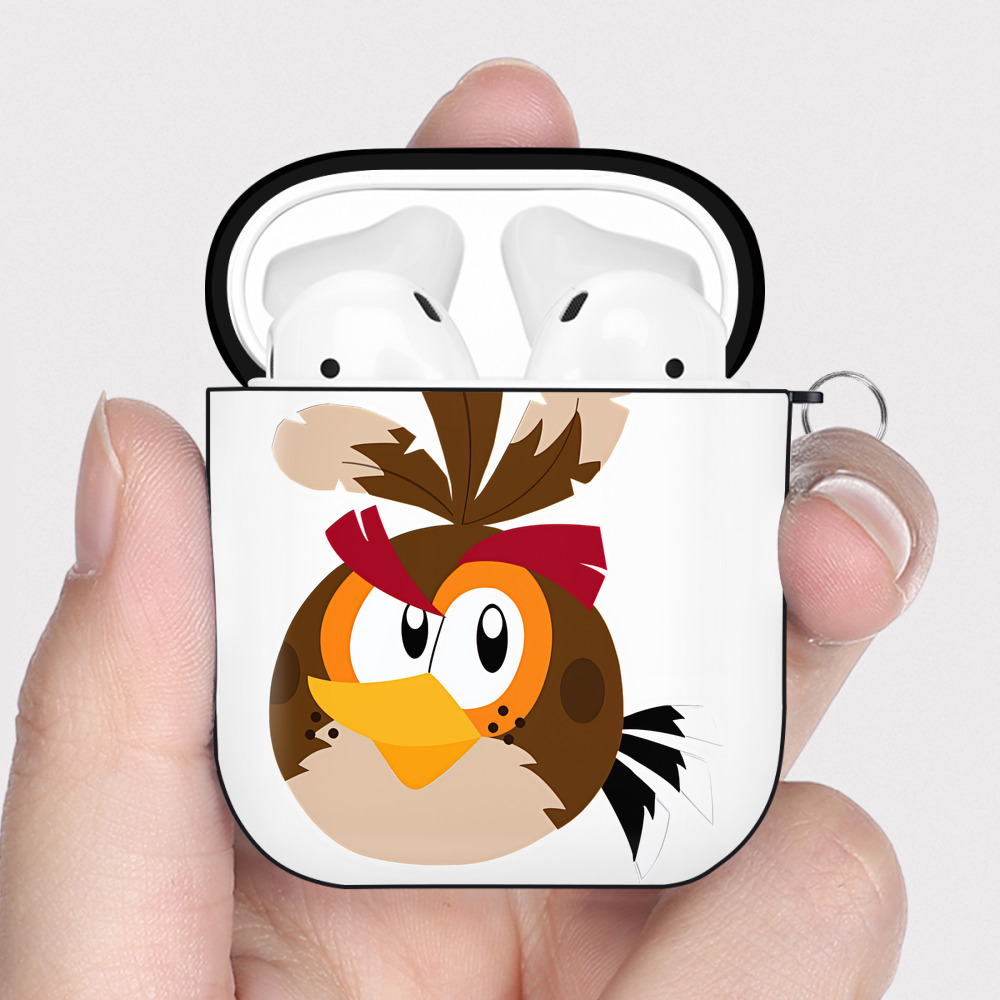 （画像用） Angry Birds アングリーバード AirPods 第2世代保護ケース ハードシェル ブラック 耐衝撃・防指紋・カラビナ付き