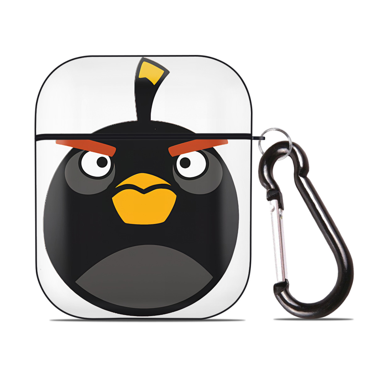 （画像用） Angry Birds アングリーバード AirPods 第2世代保護ケース ハードシェル ブラック 耐衝撃・防指紋・カラビナ付き
