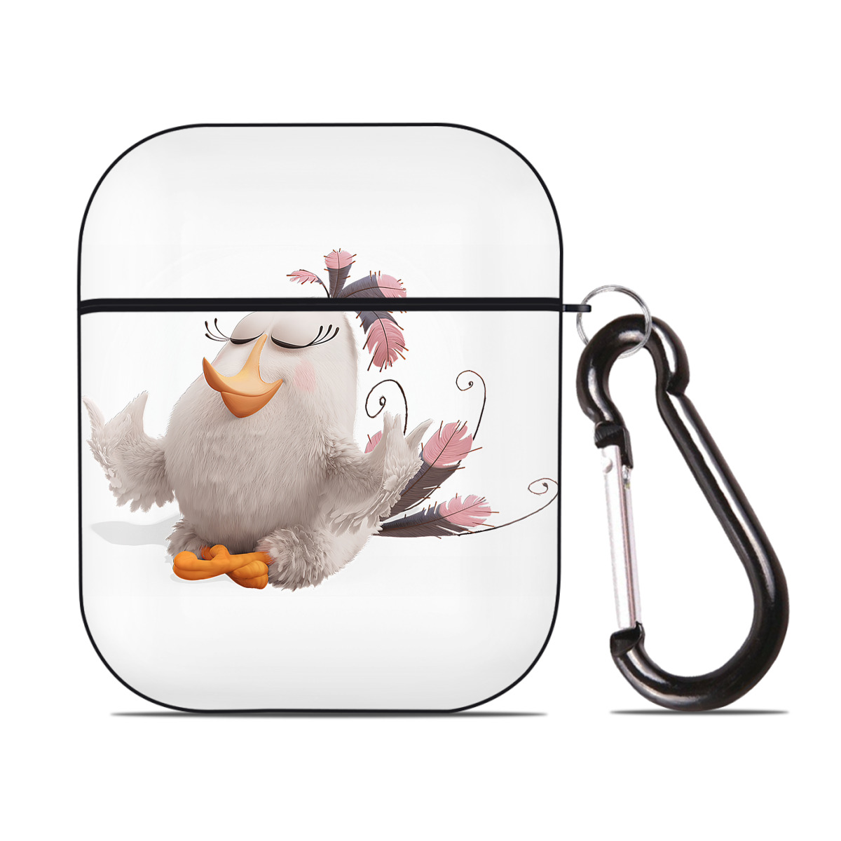 （画像用） Angry Birds アングリーバード AirPods 第2世代保護ケース ハードシェル ブラック 耐衝撃・防指紋・カラビナ付き