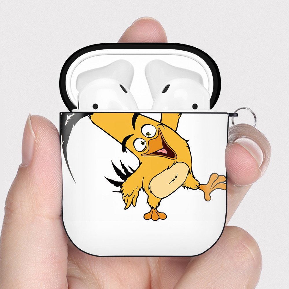 （画像用） Angry Birds アングリーバード AirPods 第2世代保護ケース ハードシェル ブラック 耐衝撃・防指紋・カラビナ付き