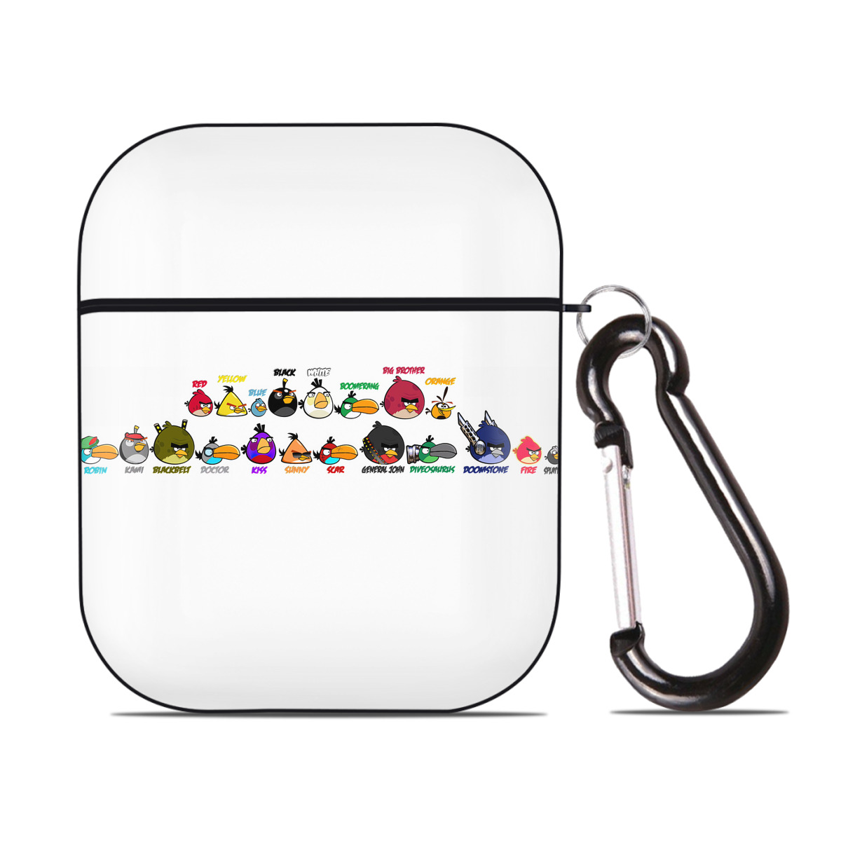 （画像用） Angry Birds アングリーバード AirPods 第2世代保護ケース ハードシェル ブラック 耐衝撃・防指紋・カラビナ付き