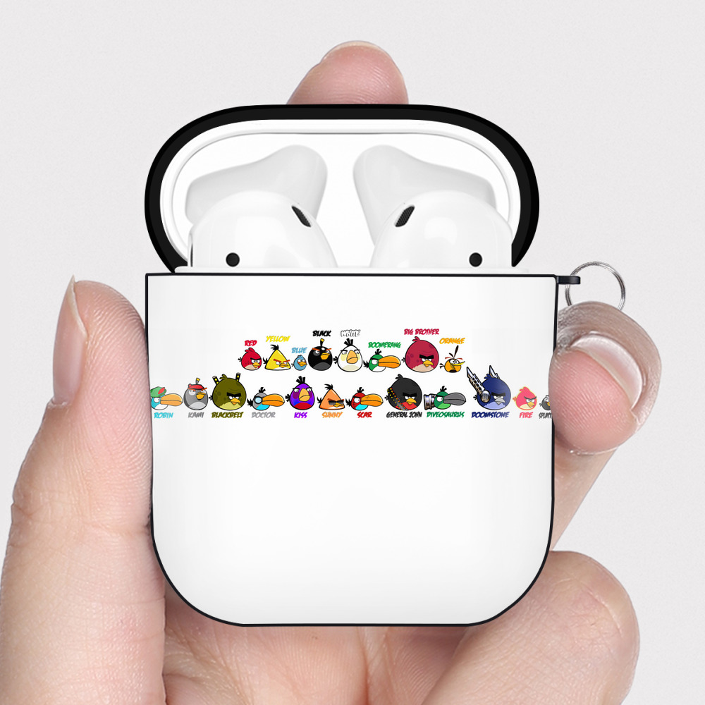 （画像用） Angry Birds アングリーバード AirPods 第2世代保護ケース ハードシェル ブラック 耐衝撃・防指紋・カラビナ付き