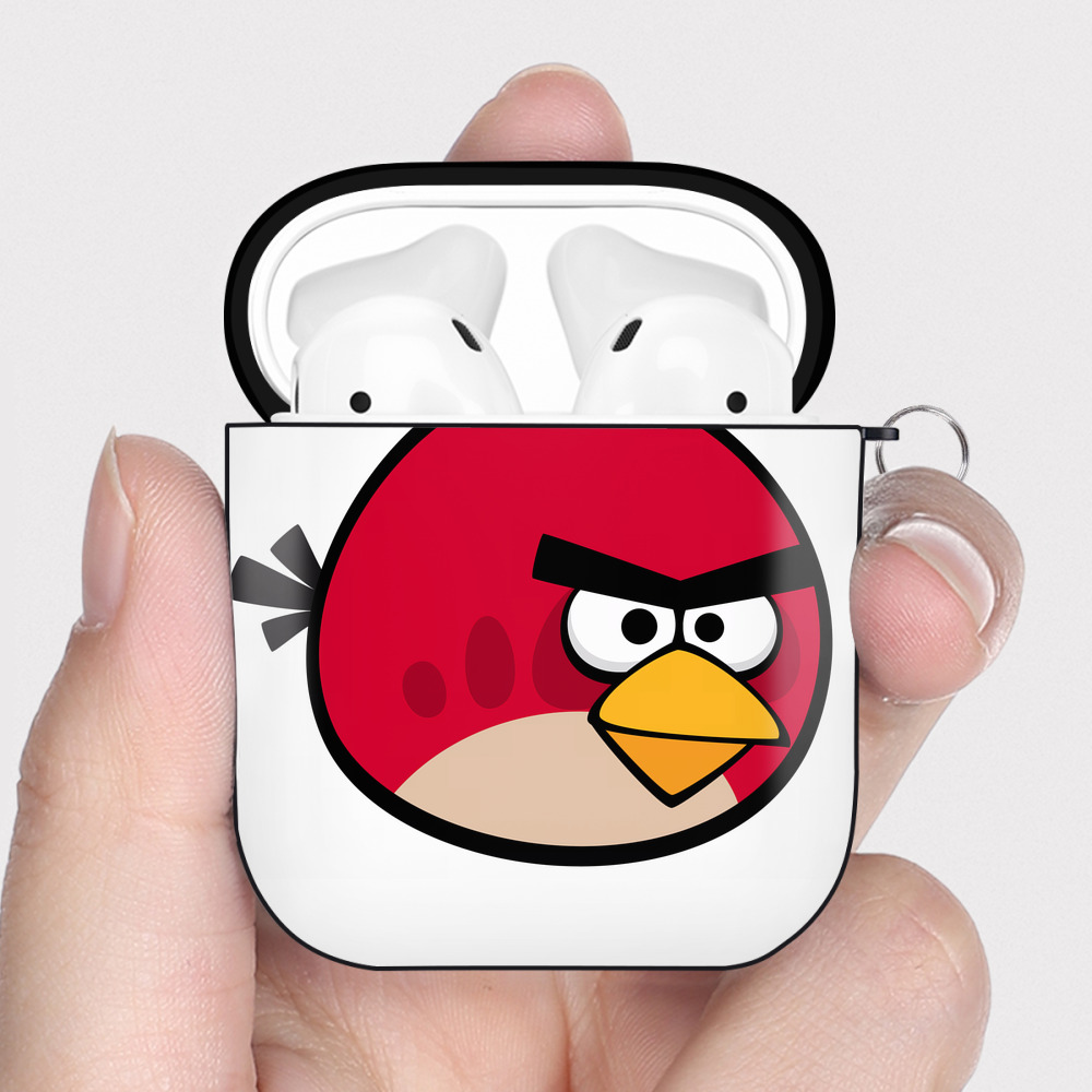 （画像用） Angry Birds アングリーバード AirPods 第2世代保護ケース ハードシェル ブラック 耐衝撃・防指紋・カラビナ付き