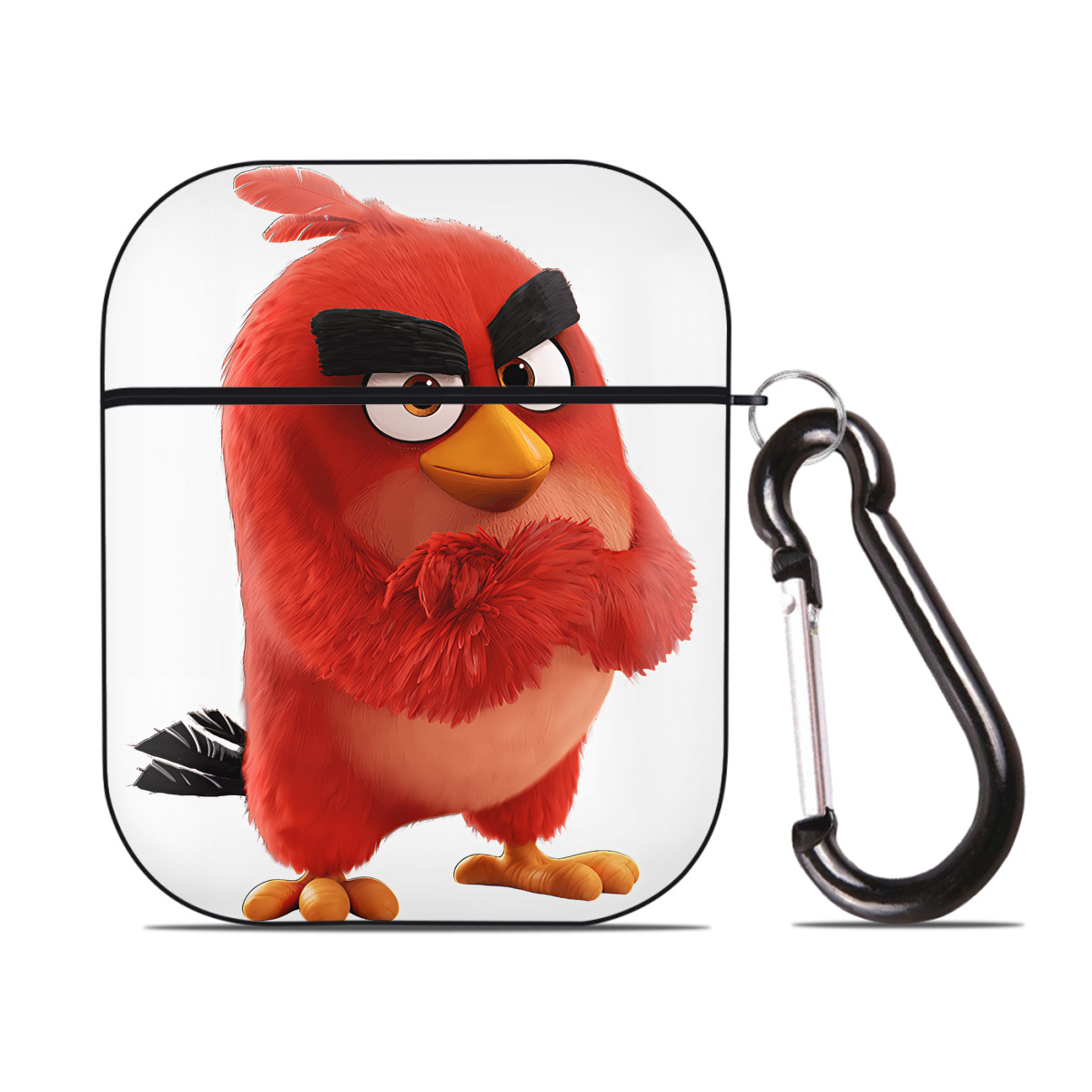 （画像用） Angry Birds アングリーバード AirPods 第2世代保護ケース ハードシェル ブラック 耐衝撃・防指紋・カラビナ付き