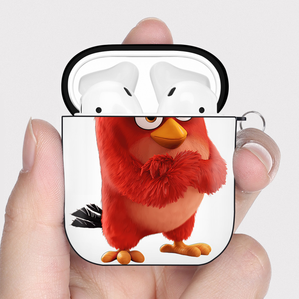 （画像用） Angry Birds アングリーバード AirPods 第2世代保護ケース ハードシェル ブラック 耐衝撃・防指紋・カラビナ付き