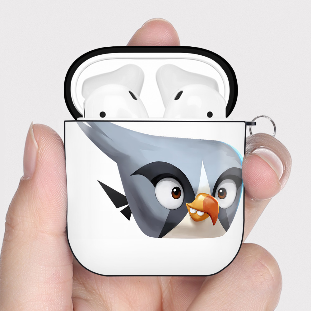 （画像用） Angry Birds アングリーバード AirPods 第2世代保護ケース ハードシェル ブラック 耐衝撃・防指紋・カラビナ付き