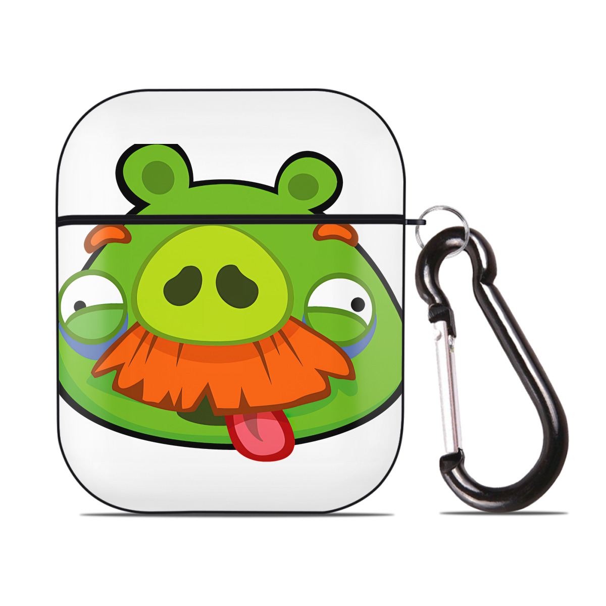 （画像用） Angry Birds アングリーバード AirPods 第2世代保護ケース ハードシェル ブラック 耐衝撃・防指紋・カラビナ付き