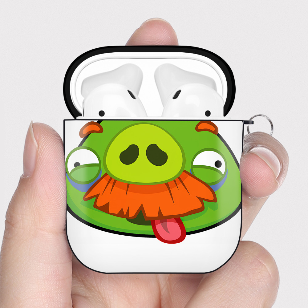 （画像用） Angry Birds アングリーバード AirPods 第2世代保護ケース ハードシェル ブラック 耐衝撃・防指紋・カラビナ付き