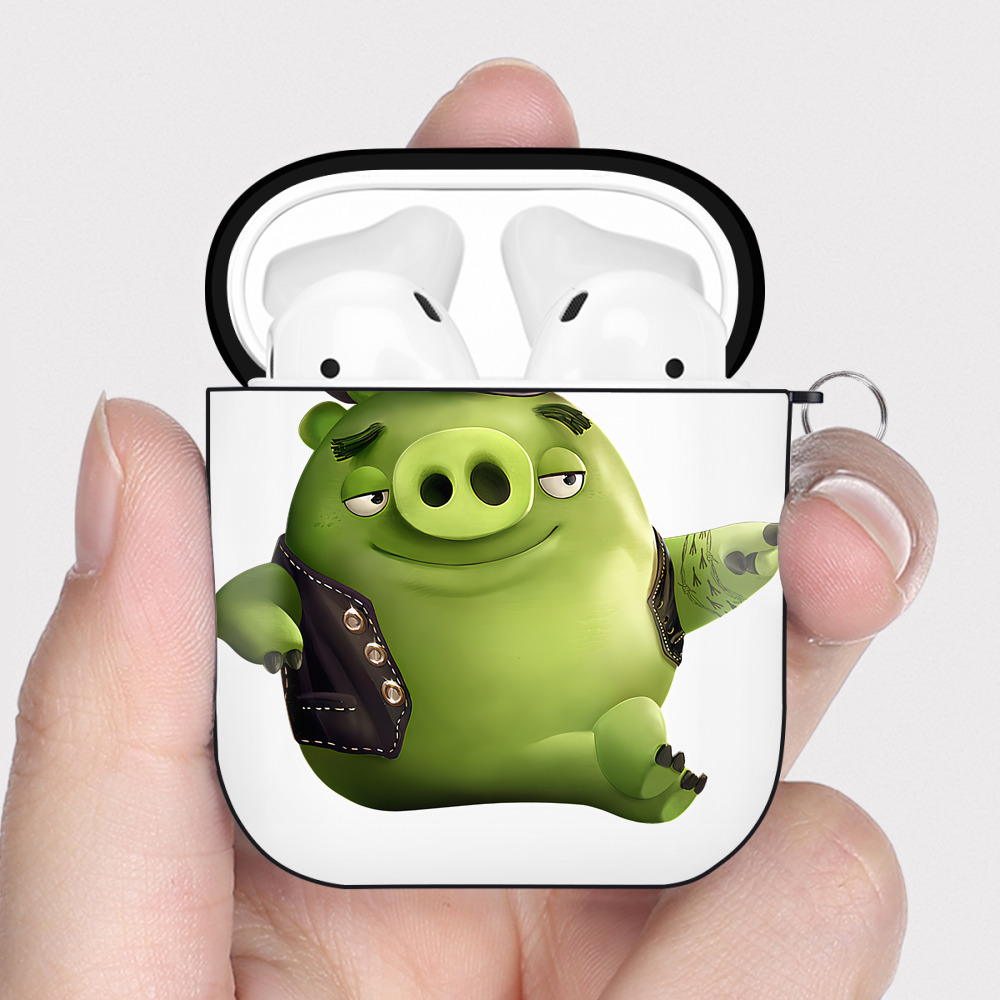 （画像用） Angry Birds アングリーバード AirPods 第2世代保護ケース ハードシェル ブラック 耐衝撃・防指紋・カラビナ付き