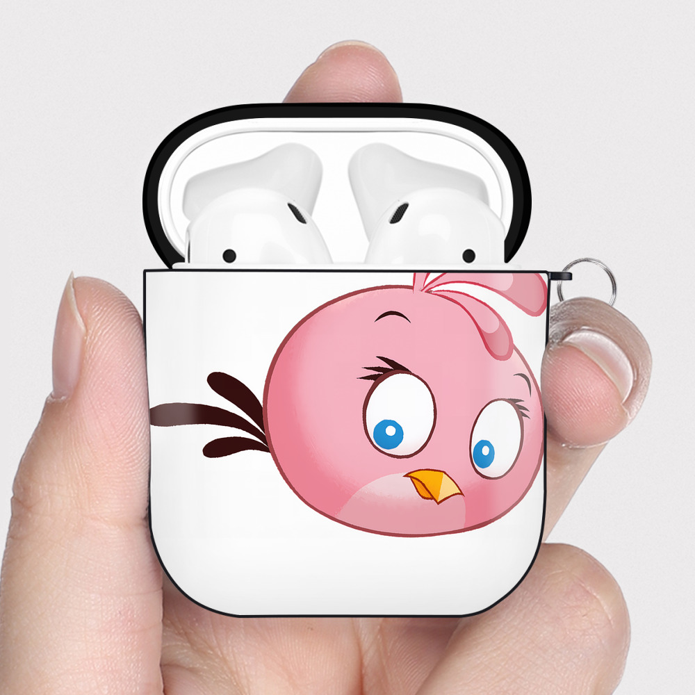 （画像用） Angry Birds アングリーバード AirPods 第2世代保護ケース ハードシェル ブラック 耐衝撃・防指紋・カラビナ付き