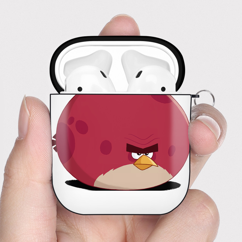 （画像用） Angry Birds アングリーバード AirPods 第2世代保護ケース ハードシェル ブラック 耐衝撃・防指紋・カラビナ付き