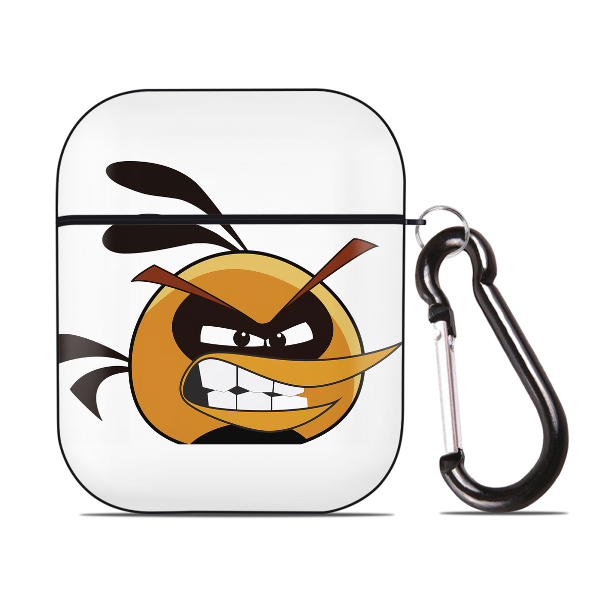 （画像用） Angry Birds アングリーバード AirPods 第2世代保護ケース ハードシェル ブラック 耐衝撃・防指紋・カラビナ付き