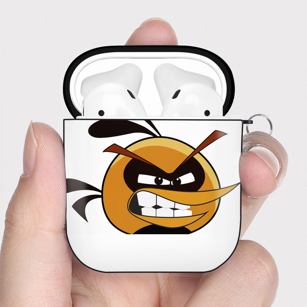 （画像用） Angry Birds アングリーバード AirPods 第2世代保護ケース ハードシェル ブラック 耐衝撃・防指紋・カラビナ付き