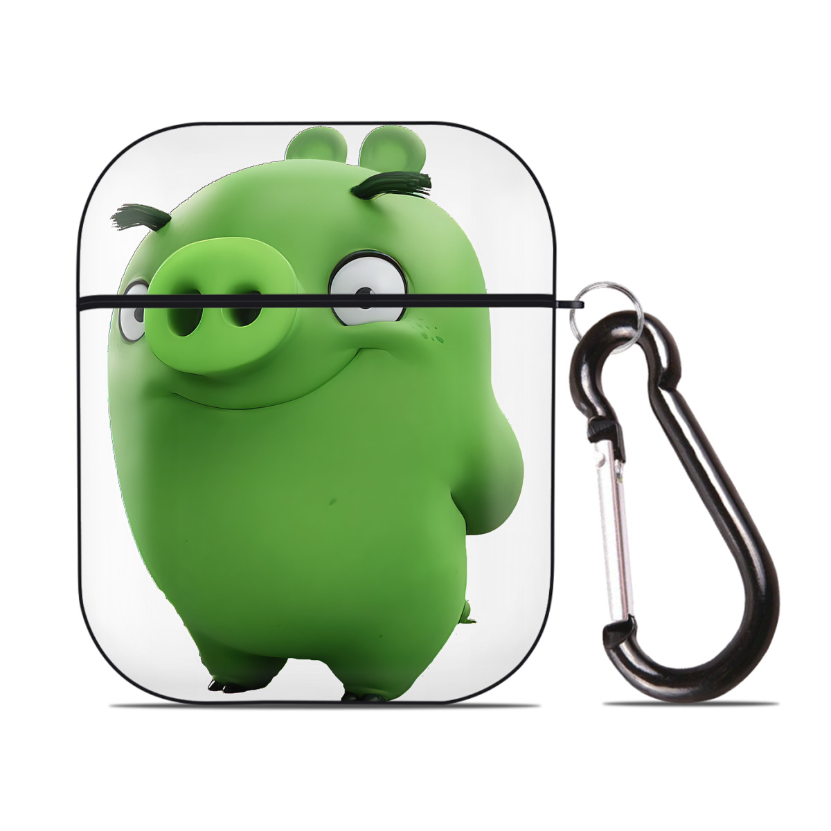 （画像用） Angry Birds アングリーバード AirPods 第2世代保護ケース ハードシェル ブラック 耐衝撃・防指紋・カラビナ付き