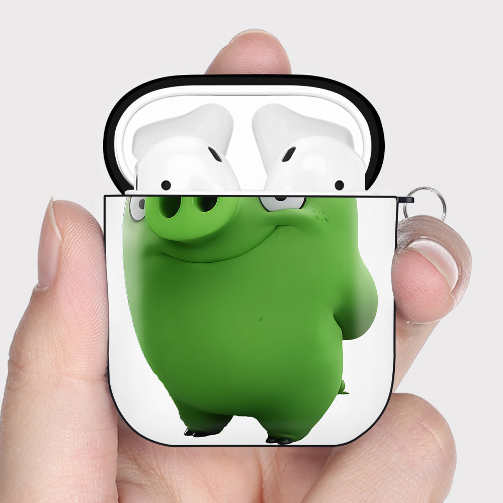 （画像用） Angry Birds アングリーバード AirPods 第2世代保護ケース ハードシェル ブラック 耐衝撃・防指紋・カラビナ付き