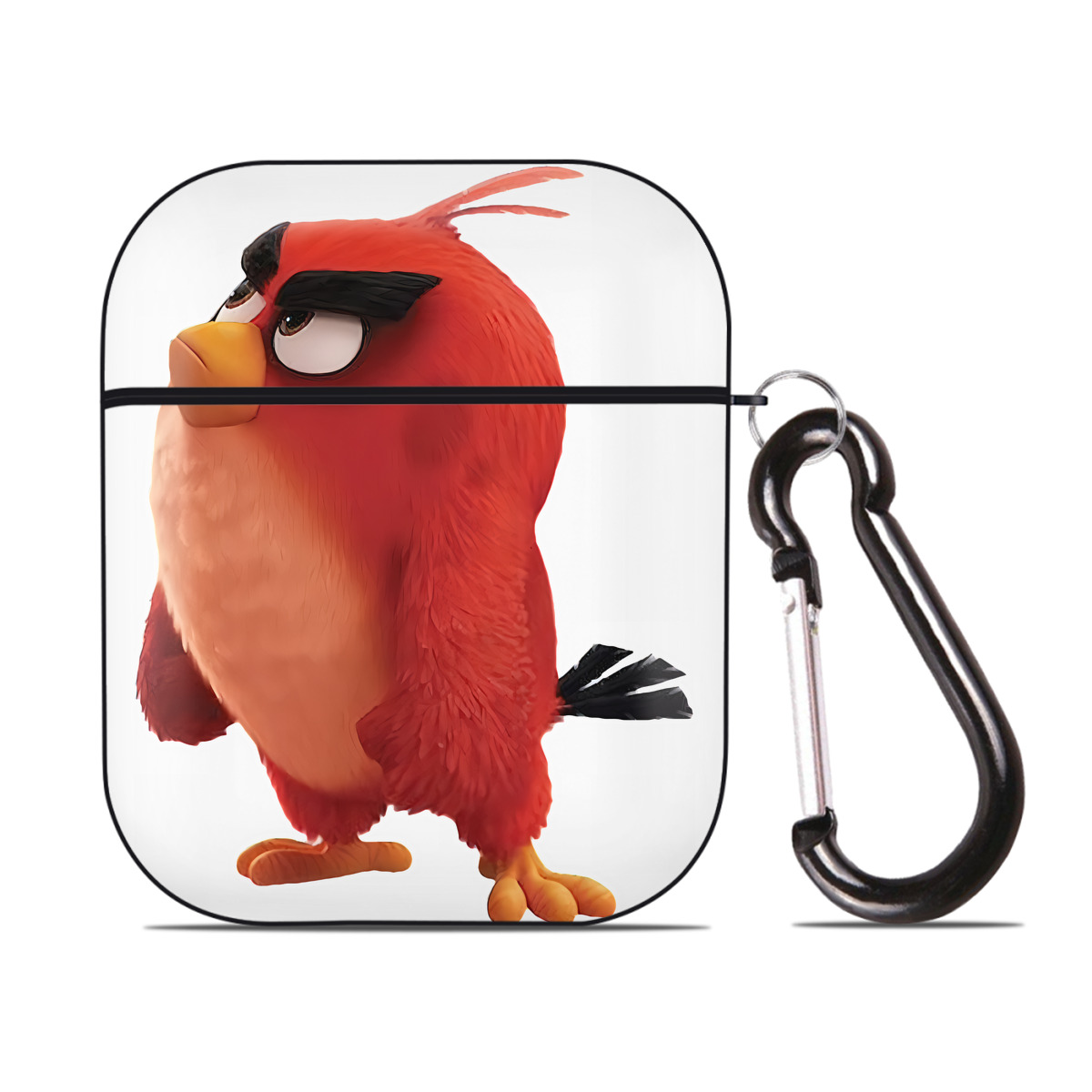 （画像用） Angry Birds アングリーバード AirPods 第2世代保護ケース ハードシェル ブラック 耐衝撃・防指紋・カラビナ付き