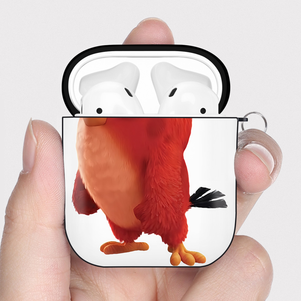 （画像用） Angry Birds アングリーバード AirPods 第2世代保護ケース ハードシェル ブラック 耐衝撃・防指紋・カラビナ付き