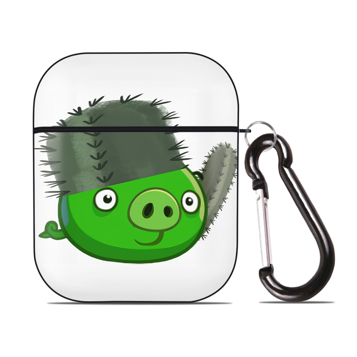 （画像用） Angry Birds アングリーバード AirPods 第2世代保護ケース ハードシェル ブラック 耐衝撃・防指紋・カラビナ付き