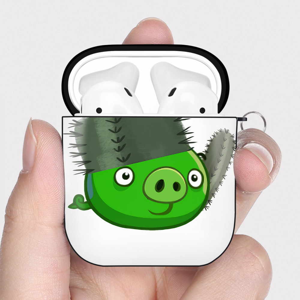 （画像用） Angry Birds アングリーバード AirPods 第2世代保護ケース ハードシェル ブラック 耐衝撃・防指紋・カラビナ付き