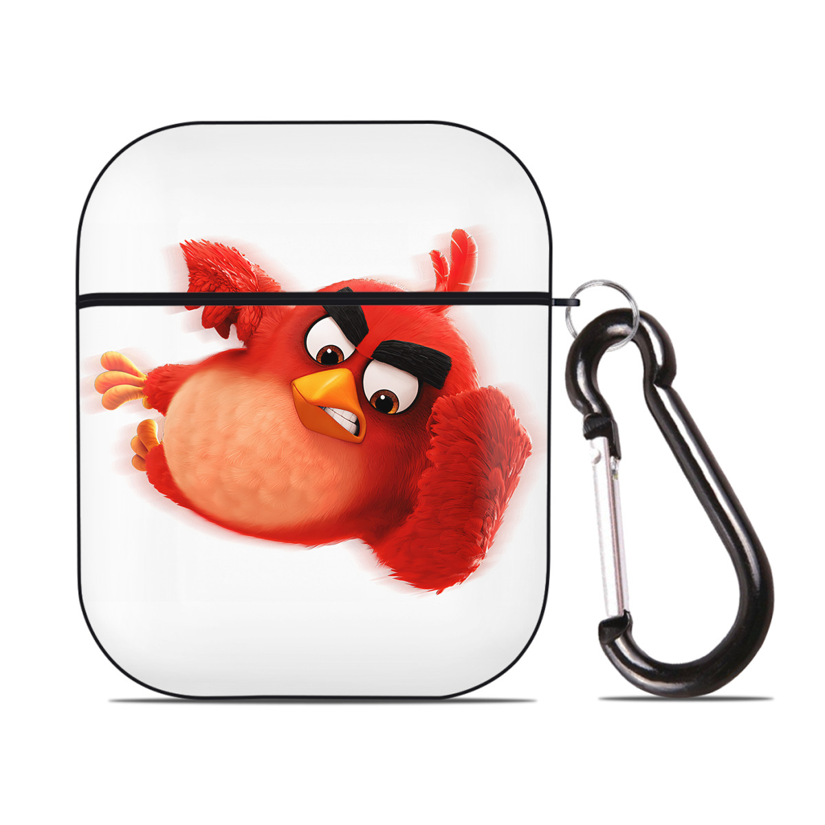 （画像用） Angry Birds アングリーバード AirPods 第2世代保護ケース ハードシェル ブラック 耐衝撃・防指紋・カラビナ付き