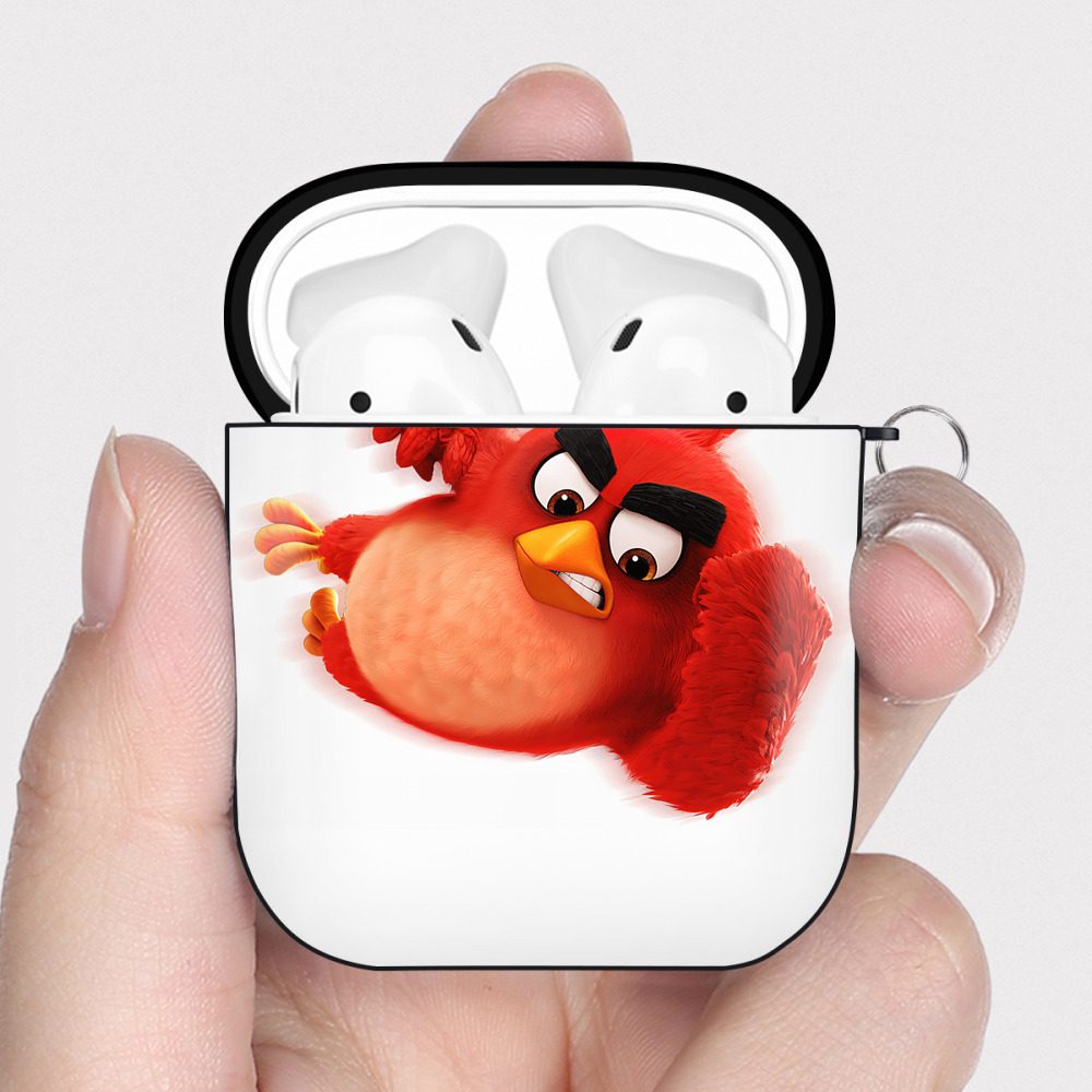 （画像用） Angry Birds アングリーバード AirPods 第2世代保護ケース ハードシェル ブラック 耐衝撃・防指紋・カラビナ付き