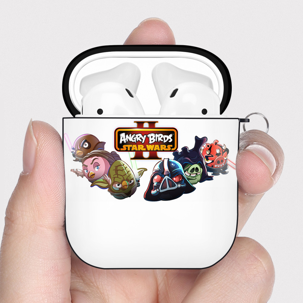 （画像用） Angry Birds アングリーバード AirPods 第2世代保護ケース ハードシェル ブラック 耐衝撃・防指紋・カラビナ付き