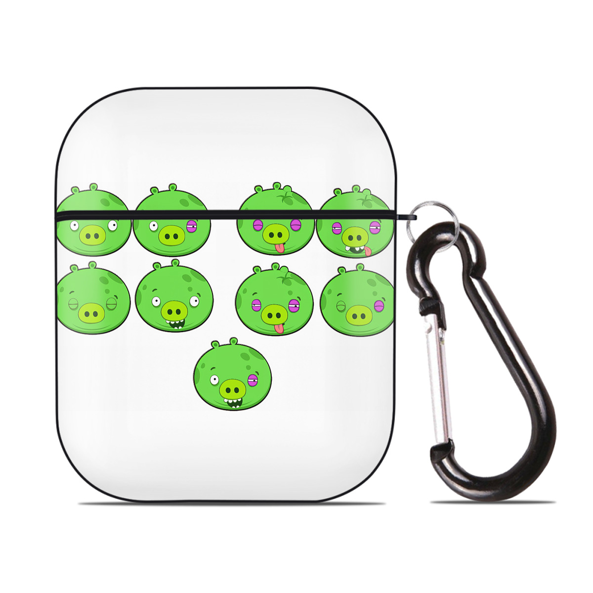 （画像用） Angry Birds アングリーバード AirPods 第2世代保護ケース ハードシェル ブラック 耐衝撃・防指紋・カラビナ付き