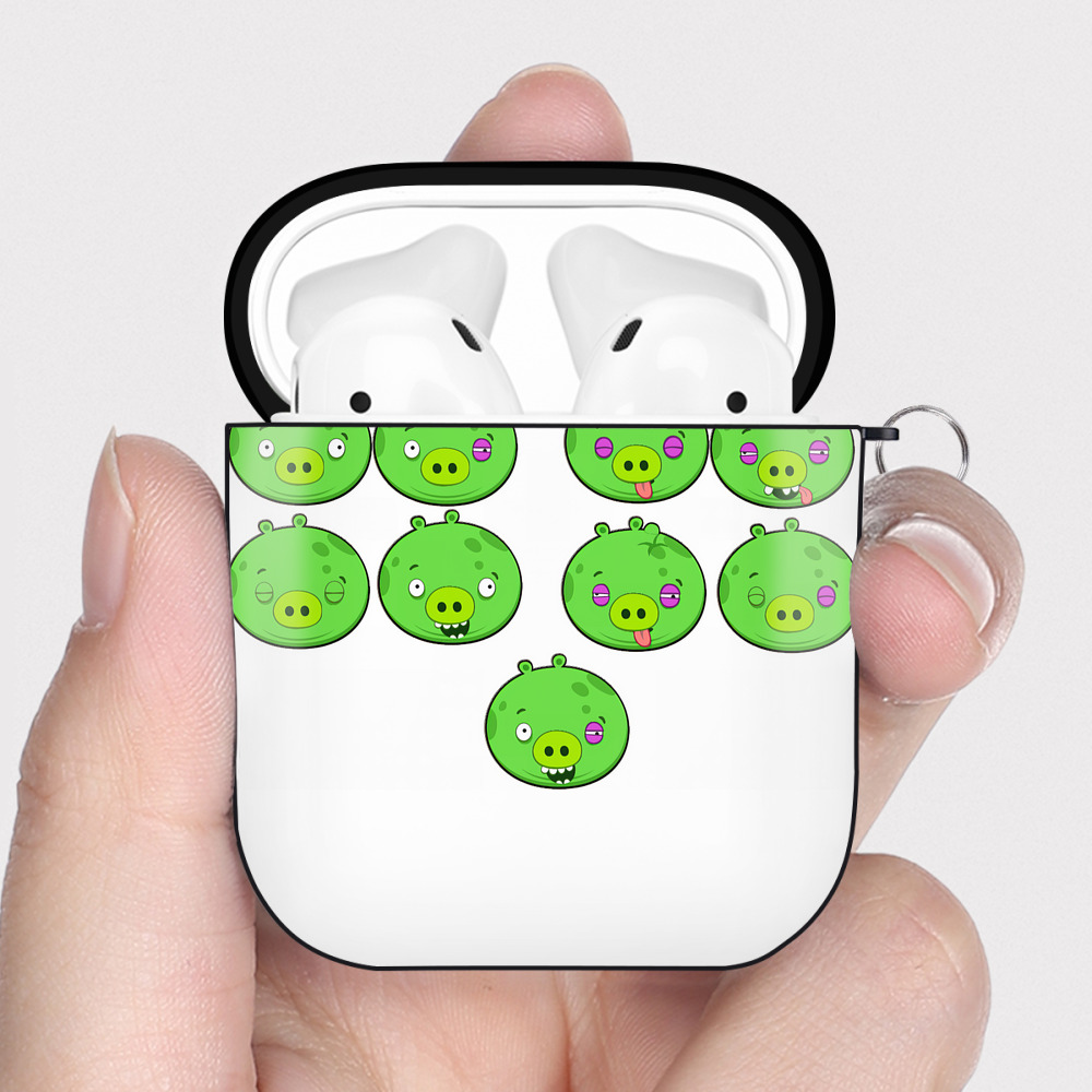 （画像用） Angry Birds アングリーバード AirPods 第2世代保護ケース ハードシェル ブラック 耐衝撃・防指紋・カラビナ付き