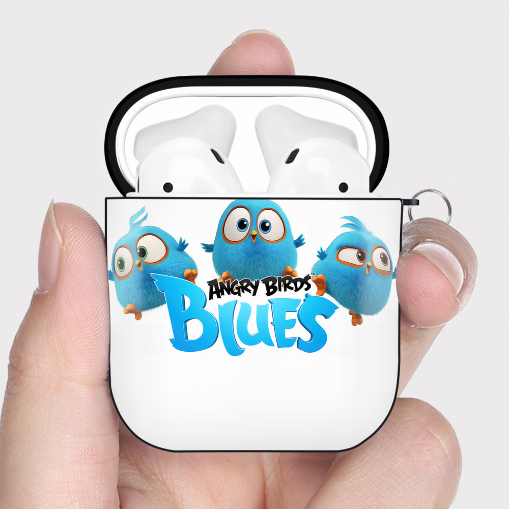 （画像用） Angry Birds アングリーバード AirPods 第2世代保護ケース ハードシェル ブラック 耐衝撃・防指紋・カラビナ付き