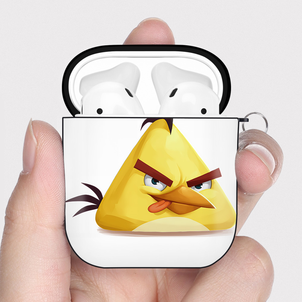 （画像用） Angry Birds アングリーバード AirPods 第2世代保護ケース ハードシェル ブラック 耐衝撃・防指紋・カラビナ付き