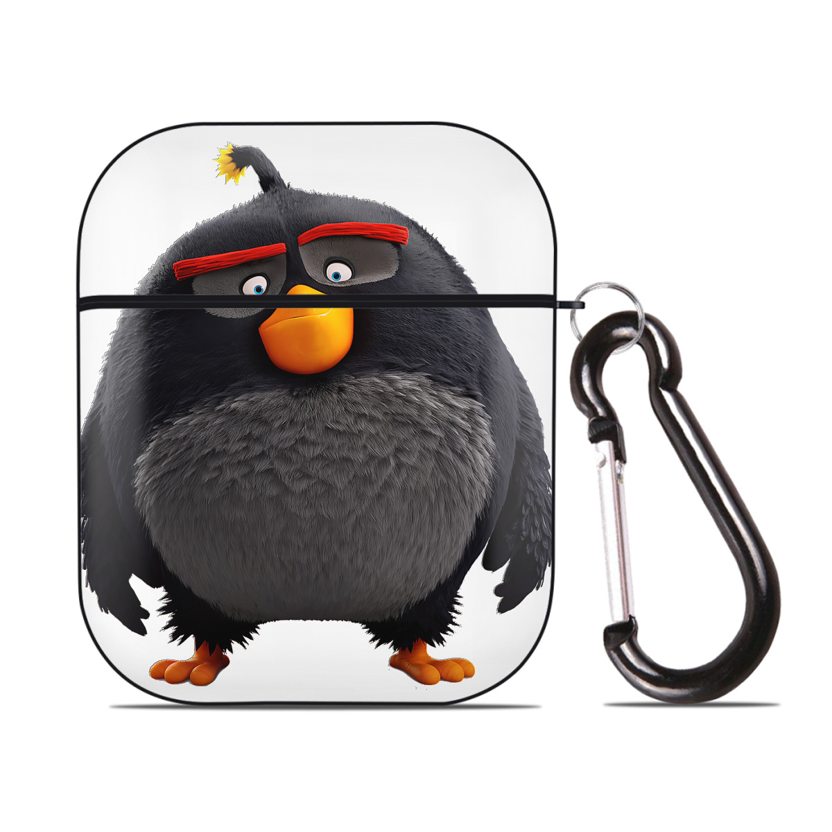 （画像用） Angry Birds アングリーバード AirPods 第2世代保護ケース ハードシェル ブラック 耐衝撃・防指紋・カラビナ付き