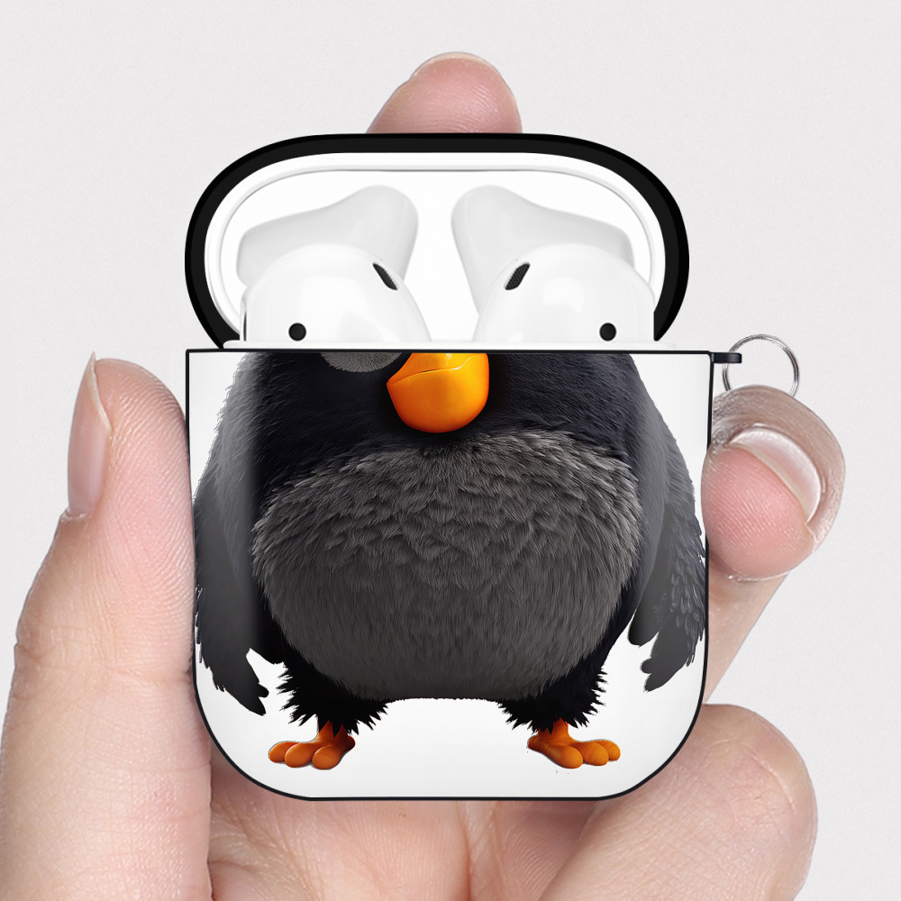 （画像用） Angry Birds アングリーバード AirPods 第2世代保護ケース ハードシェル ブラック 耐衝撃・防指紋・カラビナ付き
