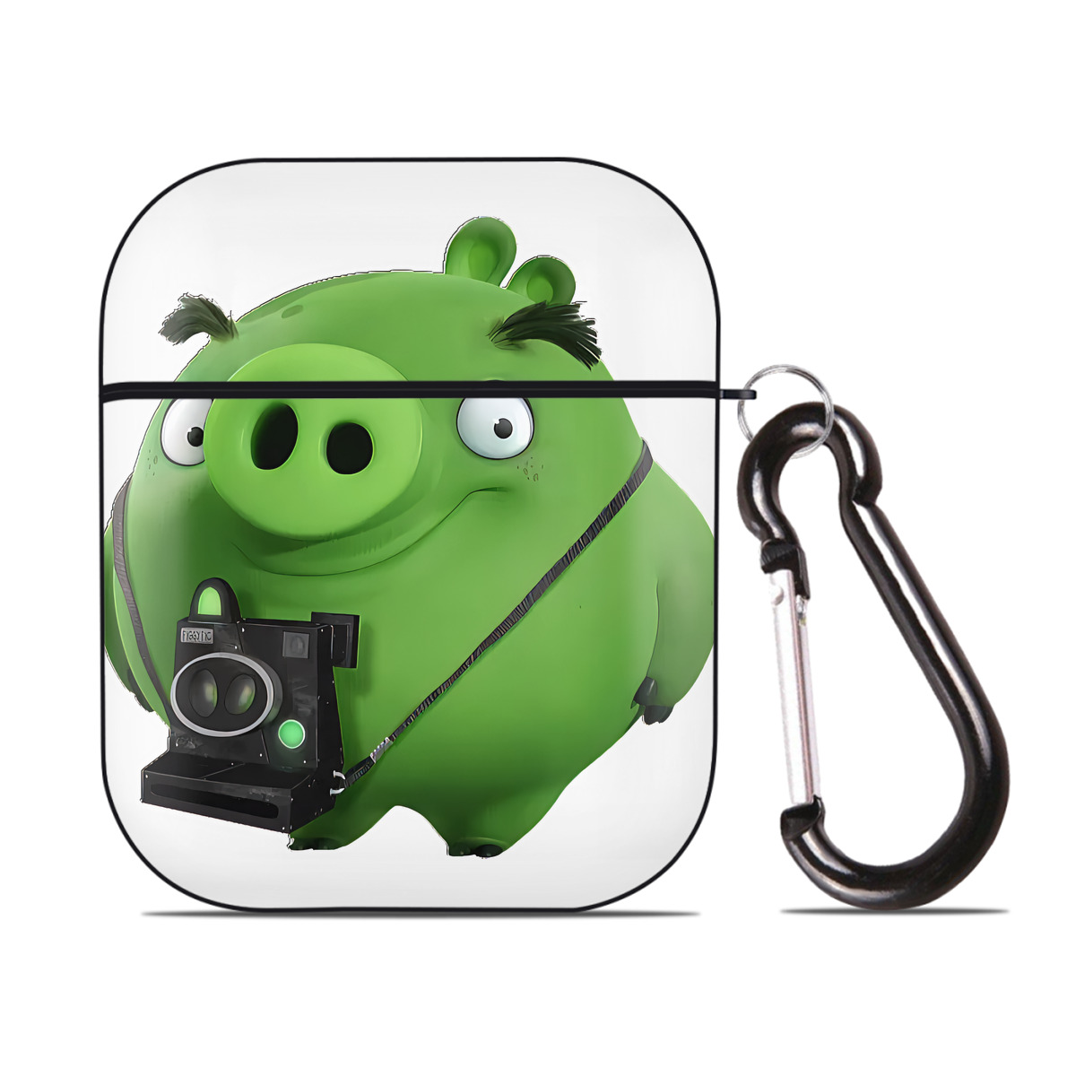 （画像用） Angry Birds アングリーバード AirPods 第2世代保護ケース ハードシェル ブラック 耐衝撃・防指紋・カラビナ付き