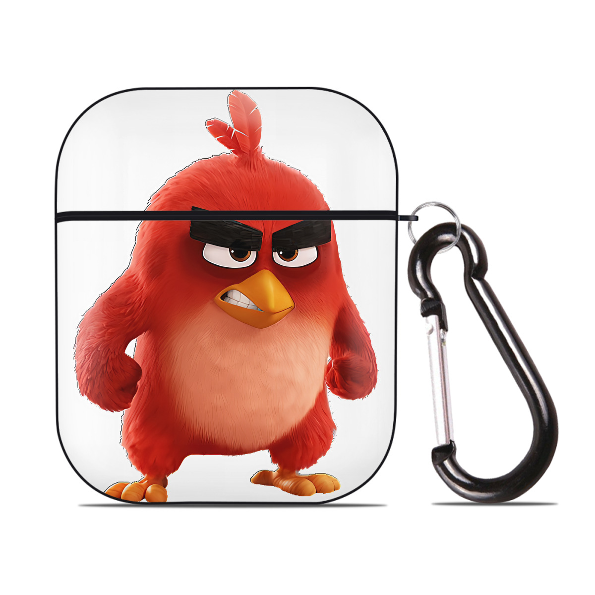 （画像用） Angry Birds アングリーバード AirPods 第2世代保護ケース ハードシェル ブラック 耐衝撃・防指紋・カラビナ付き