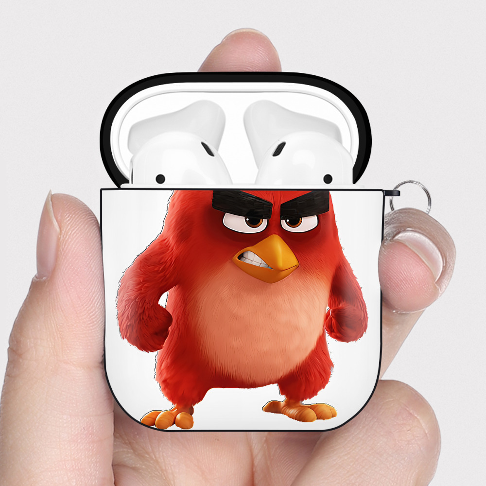 （画像用） Angry Birds アングリーバード AirPods 第2世代保護ケース ハードシェル ブラック 耐衝撃・防指紋・カラビナ付き