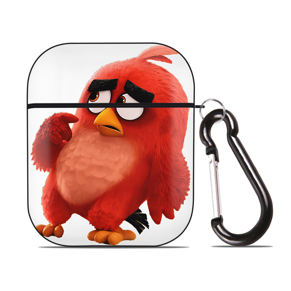 （画像用） Angry Birds アングリーバード AirPods 第2世代保護ケース ハードシェル ブラック 耐衝撃・防指紋・カラビナ付き