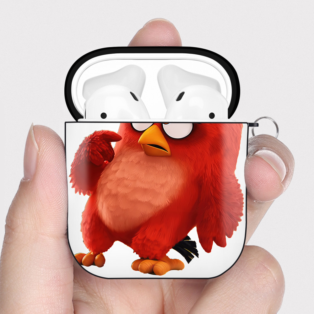 （画像用） Angry Birds アングリーバード AirPods 第2世代保護ケース ハードシェル ブラック 耐衝撃・防指紋・カラビナ付き