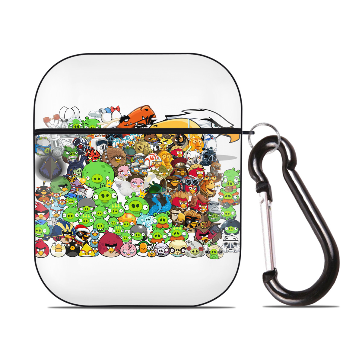 （画像用） Angry Birds アングリーバード AirPods 第2世代保護ケース ハードシェル ブラック 耐衝撃・防指紋・カラビナ付き