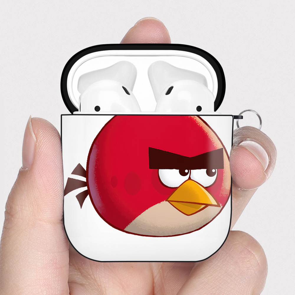 （画像用） Angry Birds アングリーバード AirPods 第2世代保護ケース ハードシェル ブラック 耐衝撃・防指紋・カラビナ付き