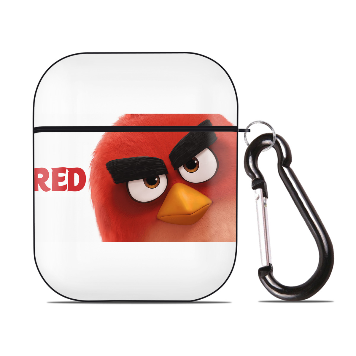 （画像用） Angry Birds アングリーバード AirPods 第2世代保護ケース ハードシェル ブラック 耐衝撃・防指紋・カラビナ付き