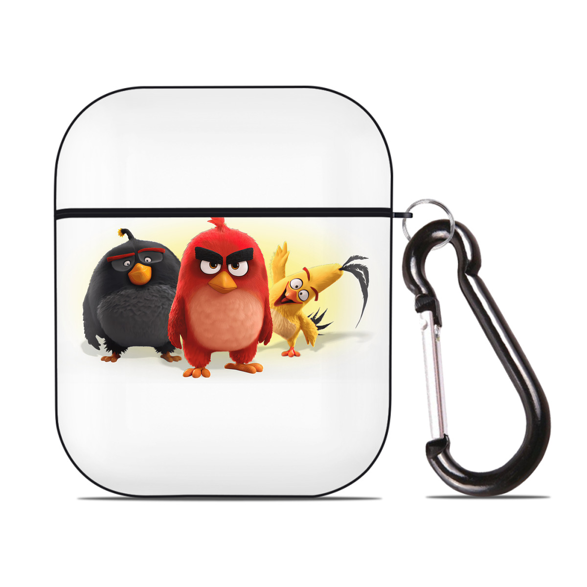 （画像用） Angry Birds アングリーバード AirPods 第2世代保護ケース ハードシェル ブラック 耐衝撃・防指紋・カラビナ付き