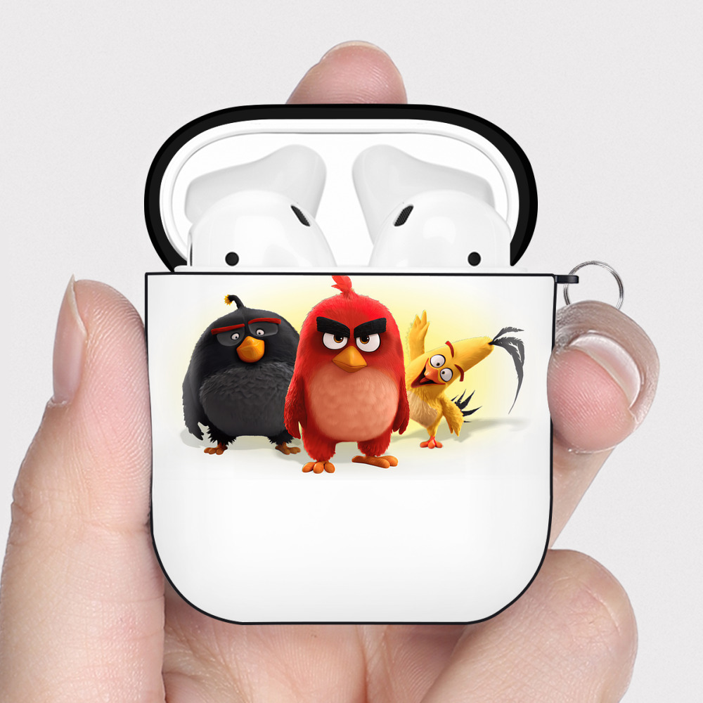 （画像用） Angry Birds アングリーバード AirPods 第2世代保護ケース ハードシェル ブラック 耐衝撃・防指紋・カラビナ付き