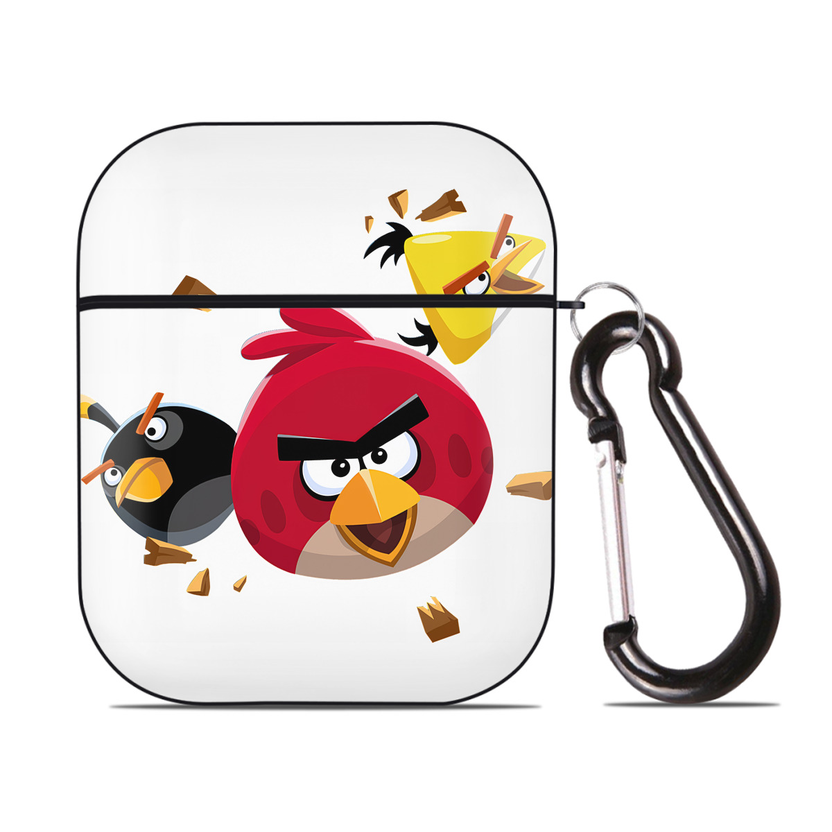 （画像用） Angry Birds アングリーバード AirPods 第2世代保護ケース ハードシェル ブラック 耐衝撃・防指紋・カラビナ付き